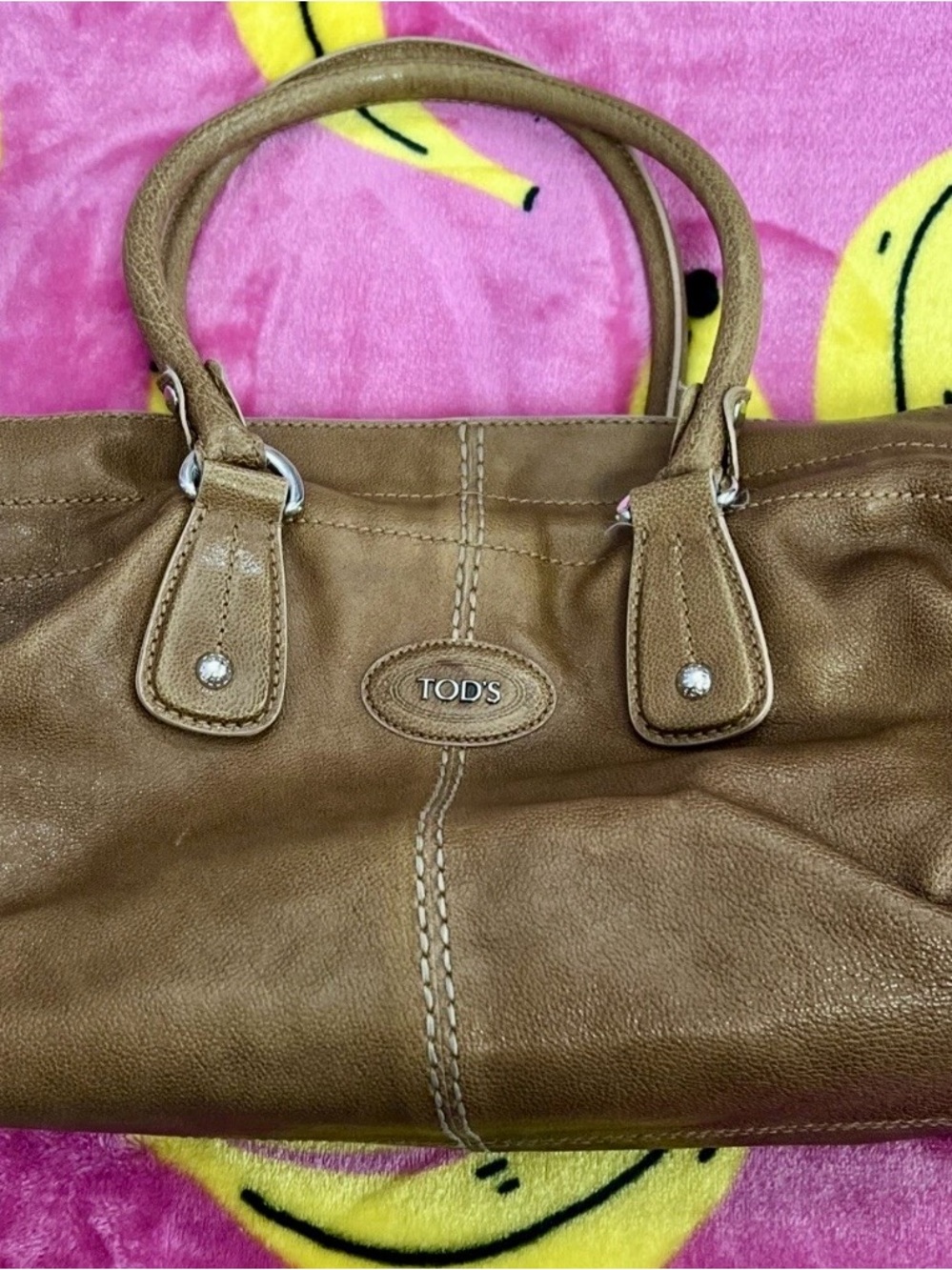 Tod's Italy Tan Leather Purse Hand Tote Bag Handbag D-Bag
